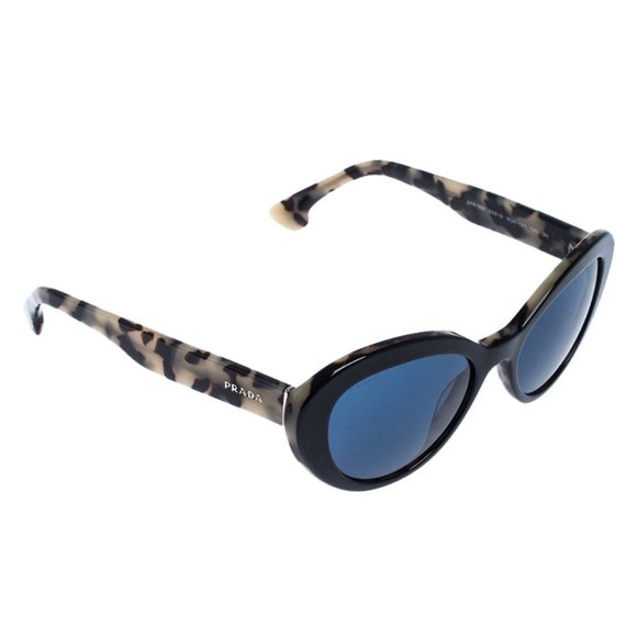 Prada Black and Ivory Havana SPR 15Q Cat Eye Sunglasses case/paperwork #015